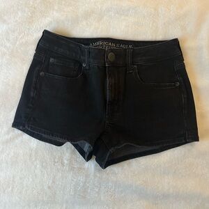 AE Black Jean Hi-Rise Shortie Shorts